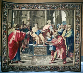 Tapet med Apostlagärningarna. Elymas förblindelse, vävd vid Beauvaisverkstaden under ledning av Philippe Behagle (1641-1705), 1695-98