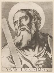Saint Simon Zelotes Saint Simon (titel på objekt) Kristus, Maria och de tolv apostelen (serietitel) The Sacred Apostolic College (serietitel)