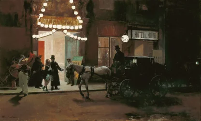 Leaving the Masqued Ball - Madrazo y Garreta, Raimundo de (1841-1920) - ca 1885 - Olja på trä - 49x80,5 - Museo Carmen Thyssen, Malaga