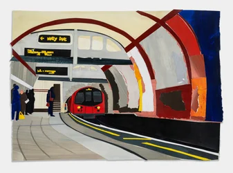 Hampstead Tube, 2023 (akryl och collage på papper)