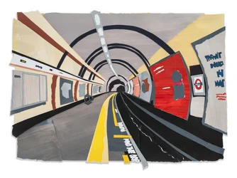 Mind the Gap, 2023 (akryl och collage på papper)