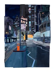 Moorgate, 2024 (akryl och collage på papper)
