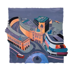 Regent Street, 2021 (akryl och collage på papper)