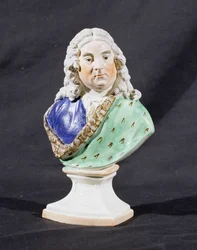 Staffordshire porträttbyst av George Frederick Handel (1685-1759) (blyglaserat lergods)