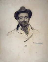 ""Porträtt av den spanske målaren och fotografen Jose Maria Sert (1874-1945)"" Träkolsteckning av Ramon Casas (1866-1932) 1904 Privat samling