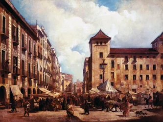 “Den gamla promenaden i Barcelona”