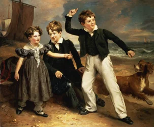 Ett gruppporträtt av Robert, James och Mary Sarah, James Greenhalghs tre barn, 1830