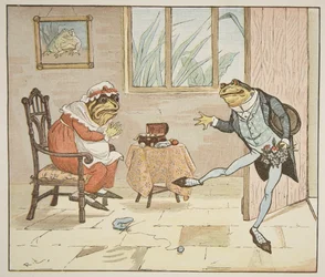 En illustration från "En groda som han skulle A-Wooing gå", pub. av Frederick Warne und Co.