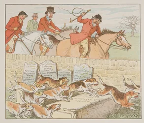 Nu hade prästen ett par till Wed när hundarna kom till synen …, från The Hey Diddle Diddle Picture Book, pub.1882 (färggravyr)