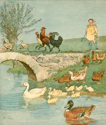 Bondepojken med höns och ankor, c1881.