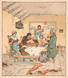 När pajen öppnades började fåglarna att sjunga, 1880.