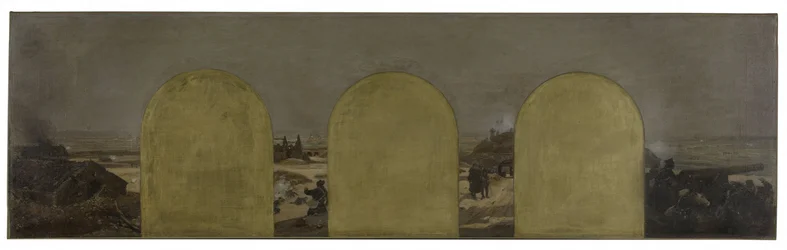 Skiss till prefektens kabinett i Paris stadshus: Ett batteri vid stadsmuren: Belägringen av Paris 1870