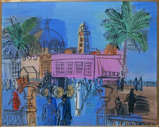Strandpromenaden i Nice (gouache på papper)