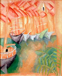 Båtar vid en kaj i Marseilles hamn Målning av Raoul Dufy (1877-1953) 1908 Paris, Modern Art Gallery
