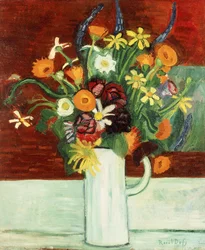 Blombukett i en vas; Bouquet de Fleurs dans un Vase