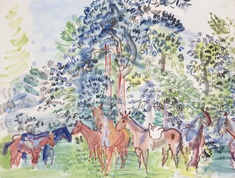 Hästar i skogen; Chevaux au Bois