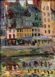 Gamla hus i hamnen i Le Havre