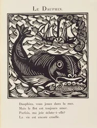 Delfinen, illustration från "Bestiarium" eller "Orfeus procession