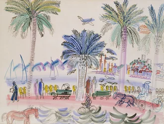 Utsikt över Le Suquet, Cannes (akvarell)