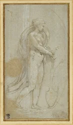 Allegory of Grammatica (metallspets & vit kroppsfärg på papper)