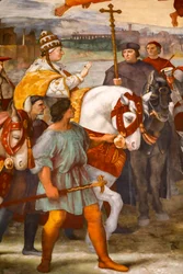 Möte mellan St. Leo den store och Attila. 1511-1514 (fresk)