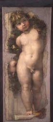 Putto med festong (freskfragment)