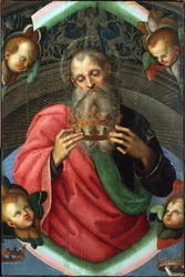 Gud Fadern (fragment av Baronci-altartavlan) av Rafael (1483-1520). Tempera på panel, storlek: 112x75
