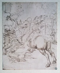 St George och draken - teckning, c.1505