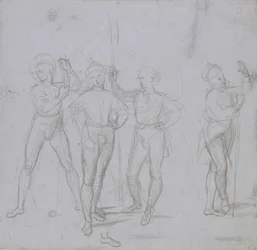 Grupp om fyra stående soldater, c1503.