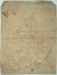 Helig familj med Saint Elizabeth och spädbarnet Johannes döparen