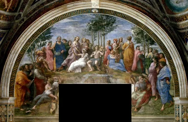 Parnassusfresken i Stanza della Segnatura, ca 1510-1511.