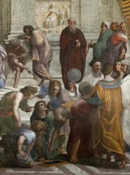 Atens skola. Detalj. Fresk i Stanza della Segnatura, ca 1510-1511.