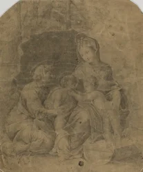 Jungfrun och barnet med Saint Elizabeth och spädbarnet Johannes döparen