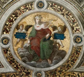 Teologi. Takfresco i Stanza della Segnatura, ca 1510-1511.