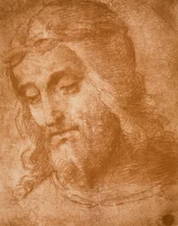 Studera för Återlösarens ansikte, teckning av Rafael. Gallerie dellAccademia, Venedig