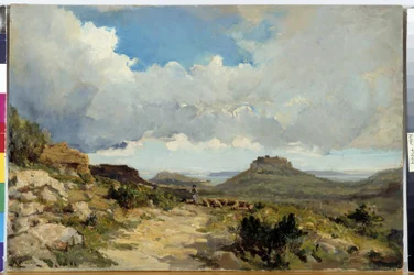 Berger a Miramas le Vieux, Etang de Berre in the Bouches of the Rhone Målning av Raphael Luc Ponson (1835-1904) Obligatoriskt omnämnande: Samlingsstiftelsen angående de Provence, Marseille