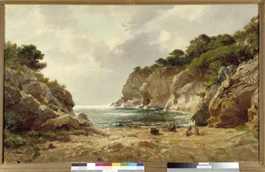 Oustau Diou-viken i Porquerolles Målning av Raphael Luc Ponson (1835-1904) Obligatoriskt omnämnande: Samlingsstiftelsens hälsningar från Provence, Marseille