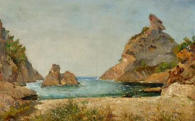Utsikt över viken Figuerolles, La Ciotat, Rhônes mun Målning av Raphael Luc Ponson (1835-1904) Mått 38x60 cm Musee Ciotaden La Ciotat