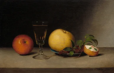 Stilleben med äpplen, sherry och tekaka, 1822.