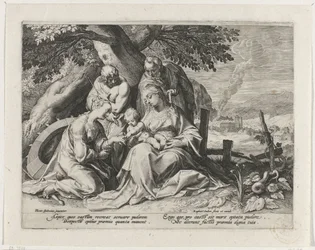 Helig familj med Saint Catherine och Saint Sebastian Mystiska äktenskap av Saint Catherine