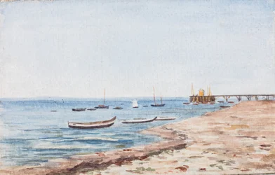 Arcachons strand (akvarell)