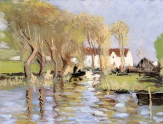 Barque på en kanal, Girondes flodmynning (gouache på papper)