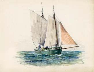 Gabare (eller gabarre) (gouache på papper)