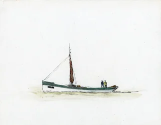 Gabare vid Girondes flodmynning (gouache, kol och blyerts på papper)