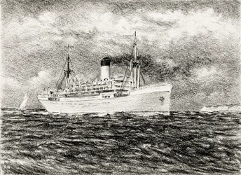 Liner vid Girondes flodmynning (träkol)