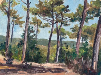 Tallskog (olja på kartong)