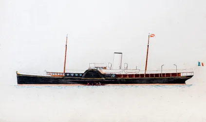 Ångfartyg (gouache på papper)