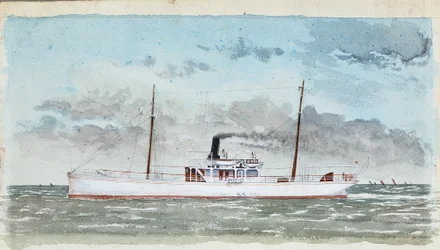 Ångbåt (gouache på papper)