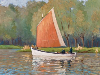 Två fiskare på en skiff, Girondes flodmynning (gouache på papper)