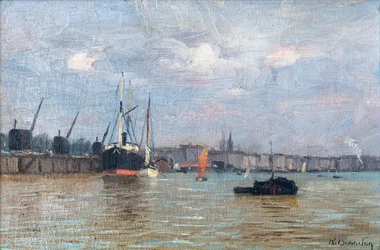 Utsikt över hamnen i Bordeaux (olja på duk)